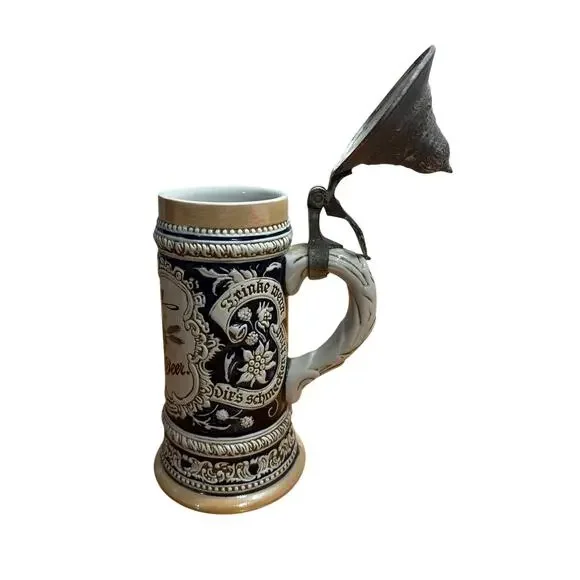 VINTAGE OLYMPIA BEER Tumwater Stein Western GERMANY Original Gerzit Gerz mug lid - Picture 3 of 5